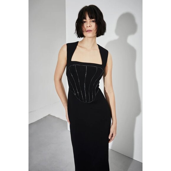 ET OCHS The Sienna Corset Evening Gown Black Womens Size 4 - Picture 1 of 10